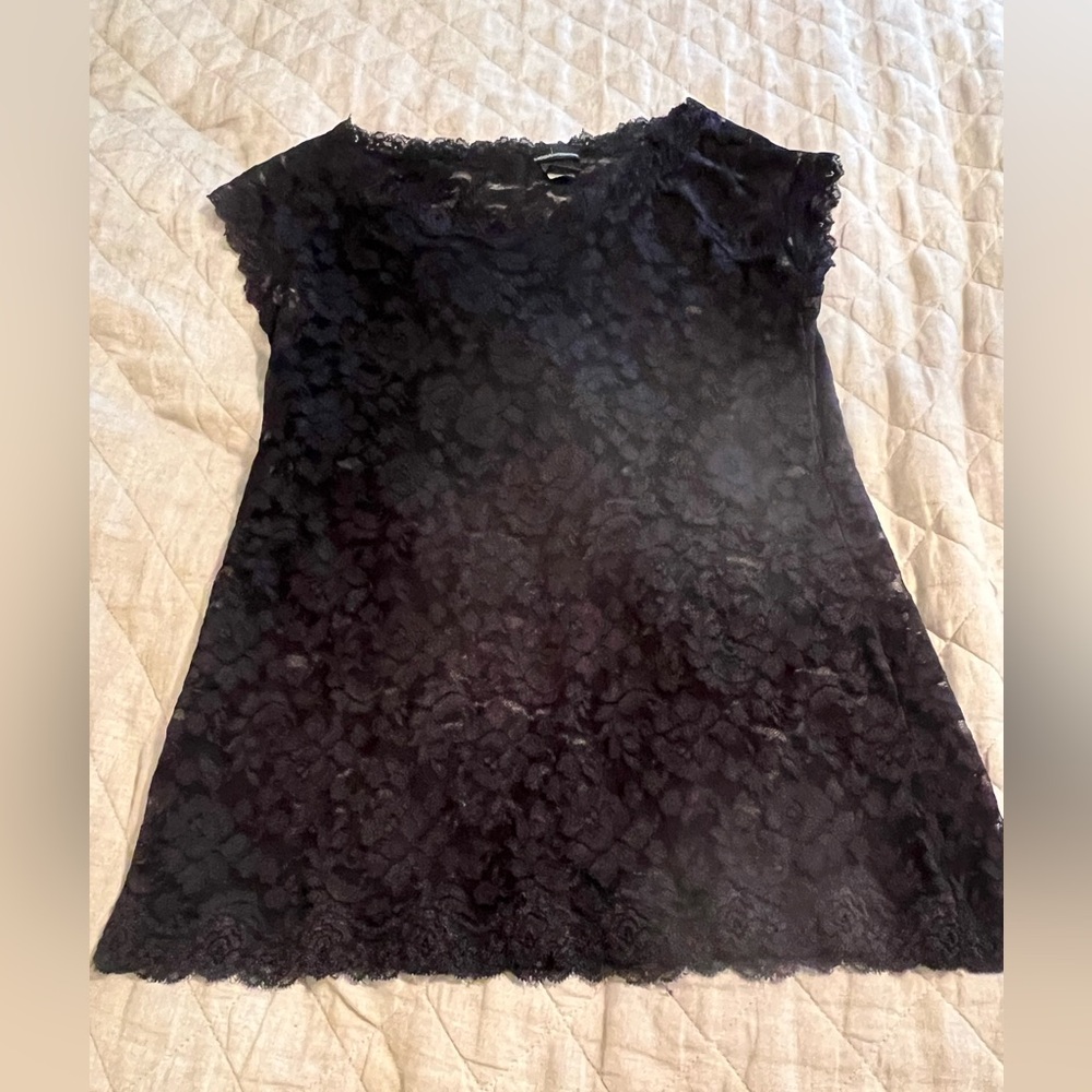 Vintage 90s Moda International Black Lace Top